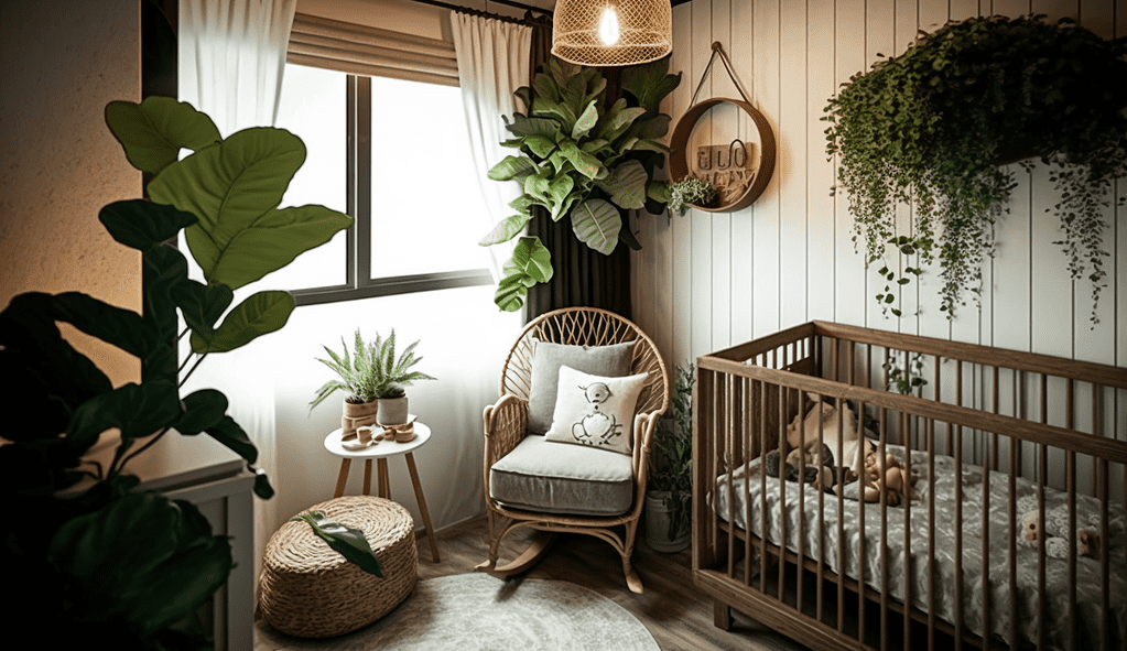 A cosy rustic baby room design