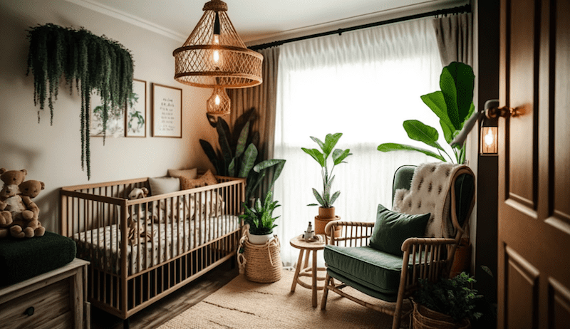 A rustic baby room design