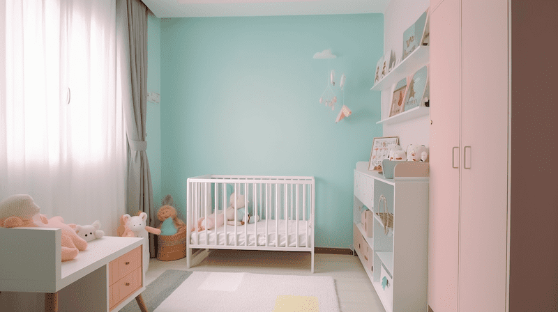 Light pink and light blue combination baby room