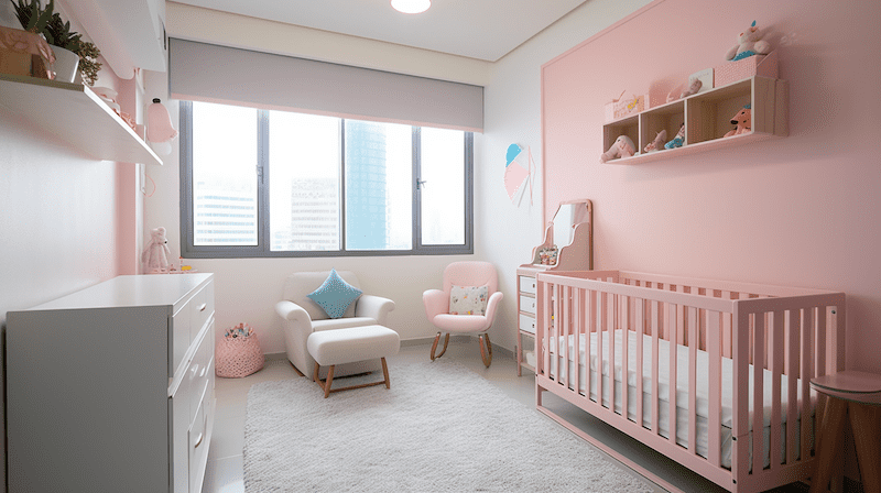 Light pink-themed baby room design