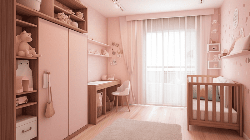 Pink-themed baby sleeping room