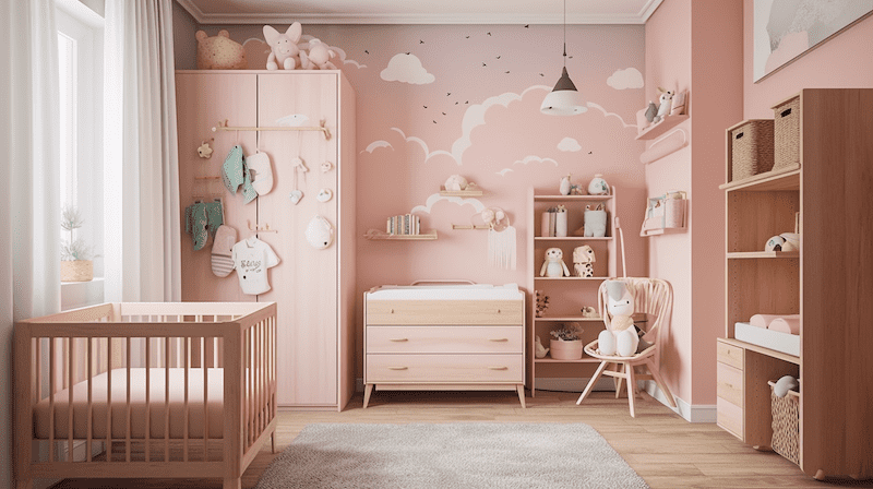 Playful pink-themed baby room