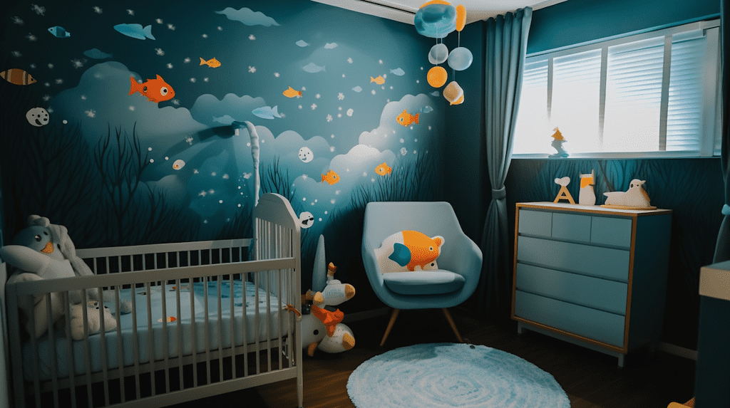 Underwater-themed baby room
