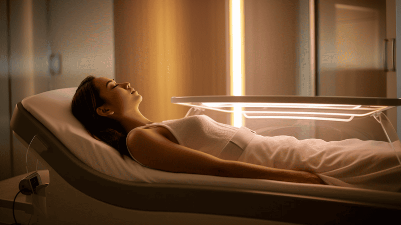 A woman lying on a treatment bed