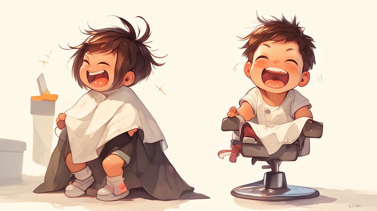 A childs-before and after haircut