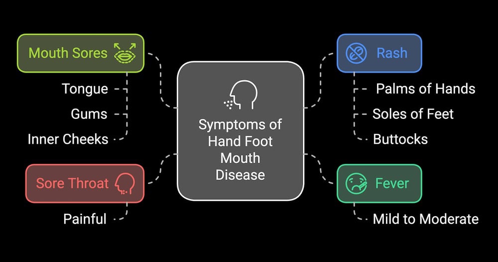 Hand Foot Mouth Disease Symptoms diagram