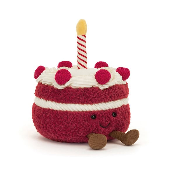 JellyCat-Amuseable Cheri Cake-A fluffy red cake-shaped plush toy