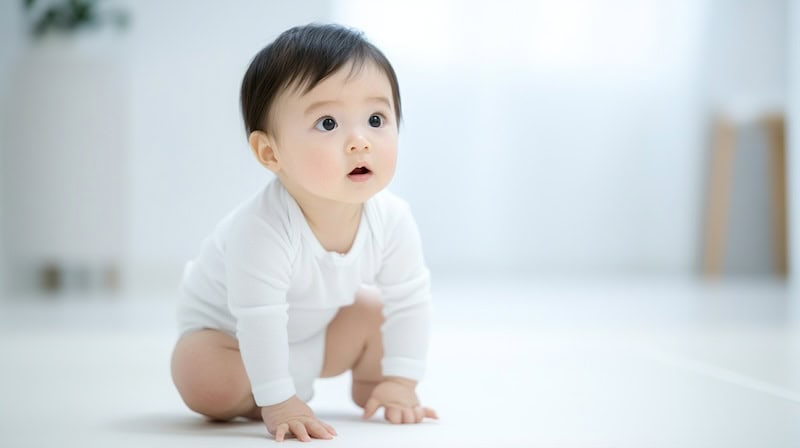 Baby squatting down and might want. to poop