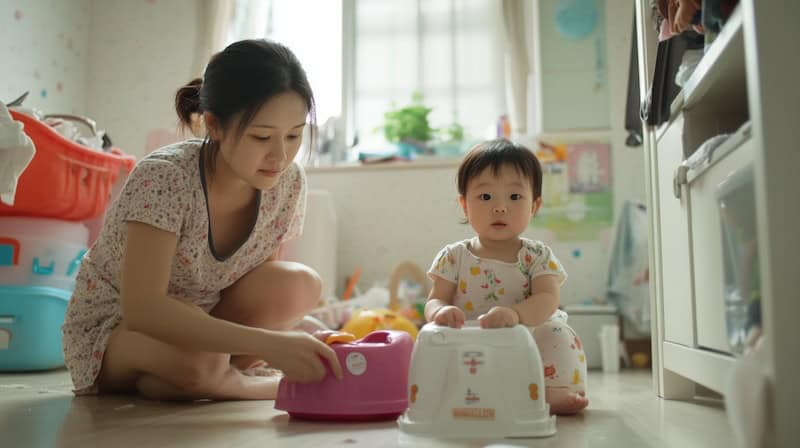 Mummy preparing potty training