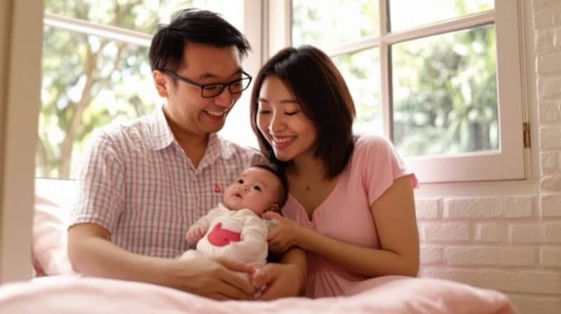 Happy family-parents and baby