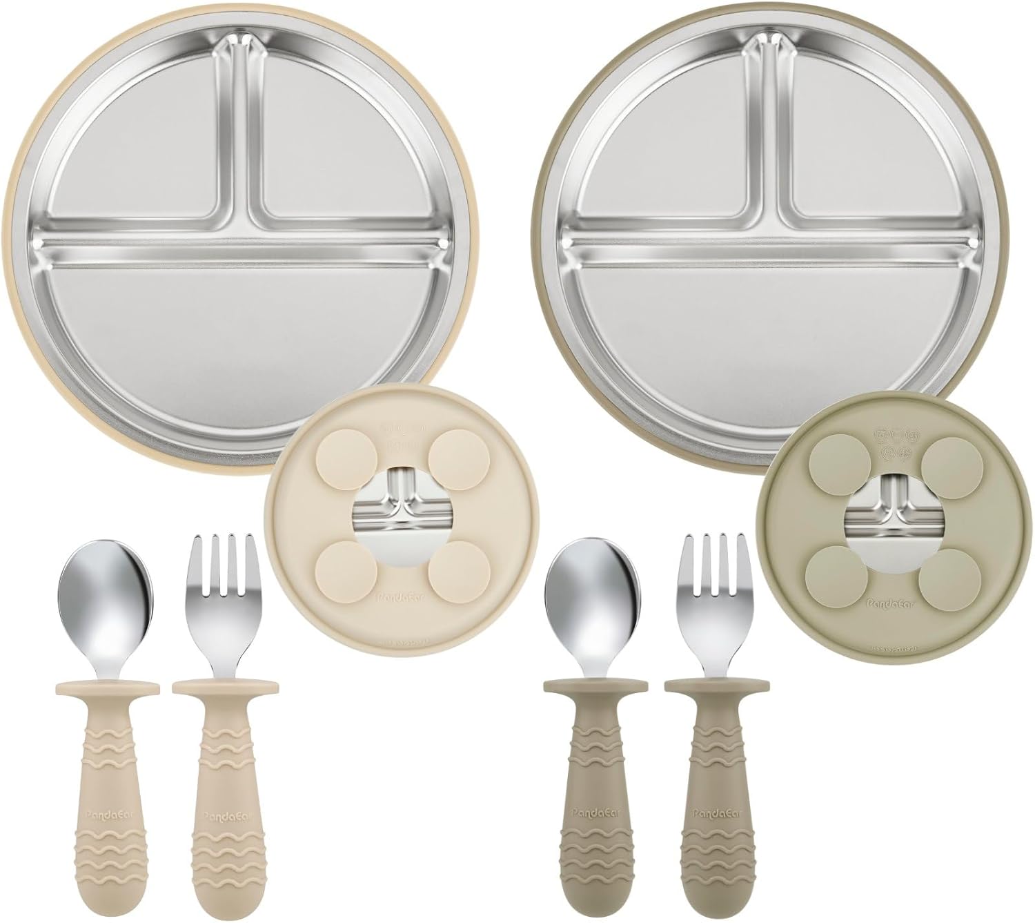 PandaEar Stainless Steel Baby Suction Plates Set