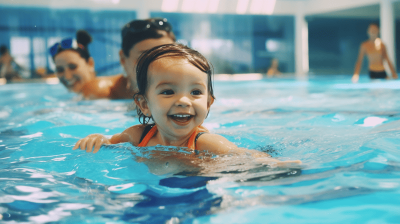 Little girl in swimming pool