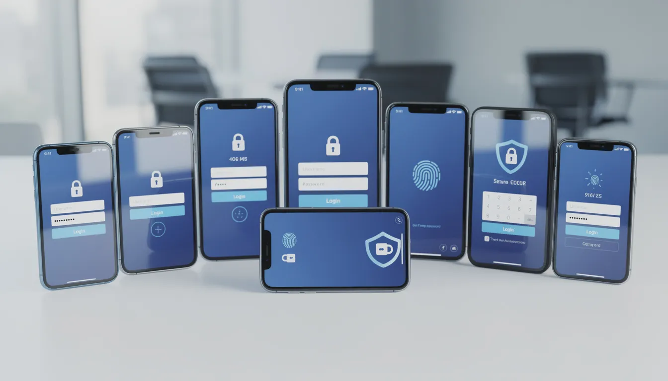 The image features various mobile devices displaying secure login screens for a parents gateway app, emphasizing the importance of successful authentication for accessing vital educational resources and communication with schools. These screens represent a one-stop portal for parents to manage their child's school activities and receive important notifications.