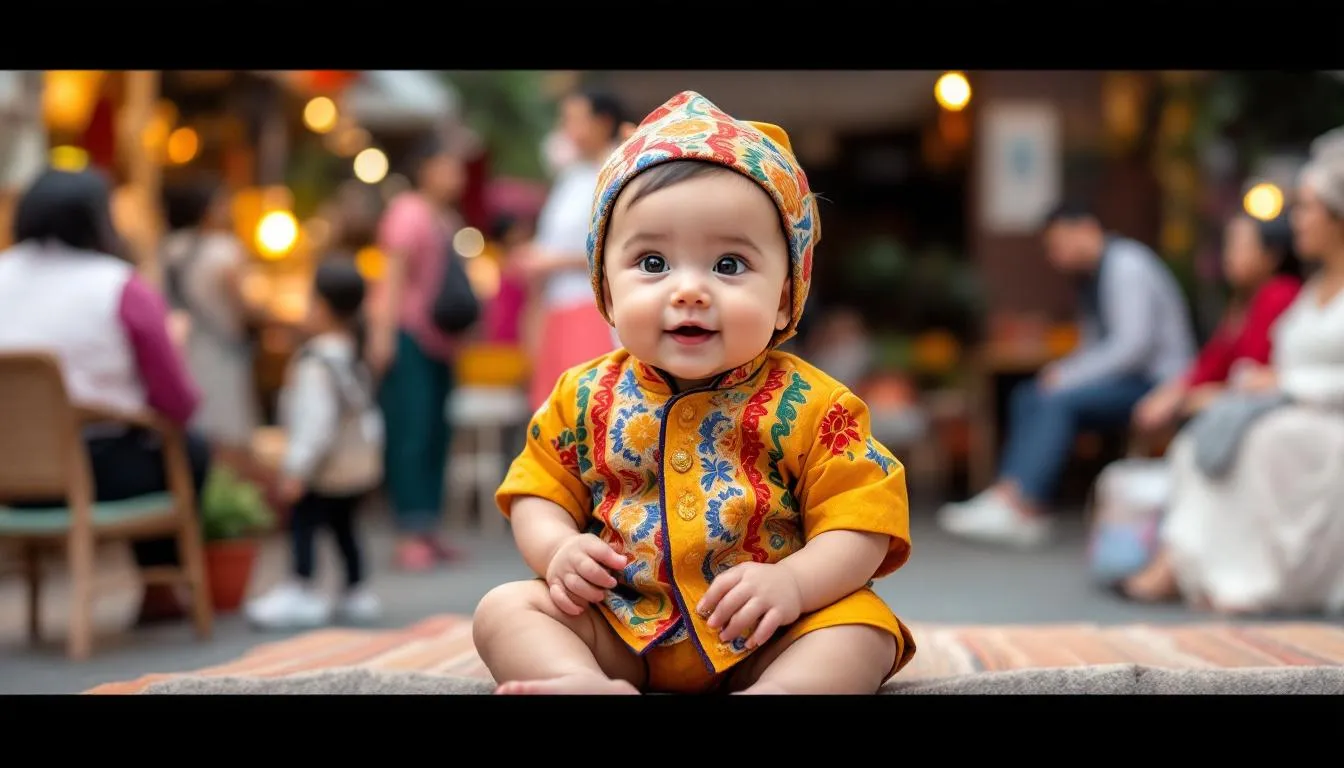 The image showcases a delightful range of traditional and modern baby clothing that reflects Singapore's multicultural heritage, featuring stylish bodysuits and outfits designed for newborns and little ones. The vibrant colours and quality materials highlight the joy and comfort these baby essentials provide for various occasions, making them perfect gifts for family and friends.