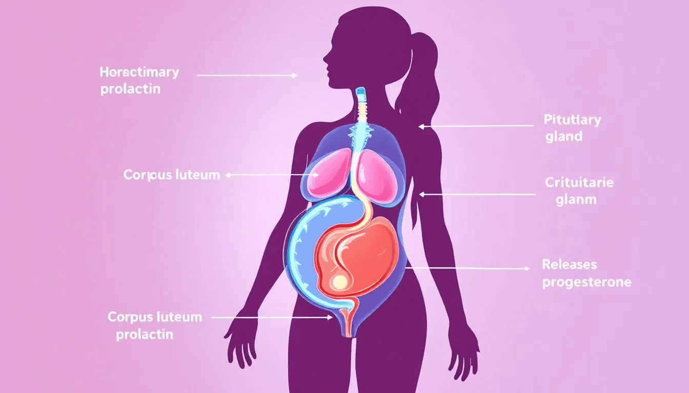 This medical illustration depicts the hormonal changes during pregnancy, highlighting the variations in vaginal discharge that women may experience. It illustrates how early pregnancy discharge can increase, showing normal and abnormal discharge types, which are important for understanding pregnancy symptoms and maintaining women's health.