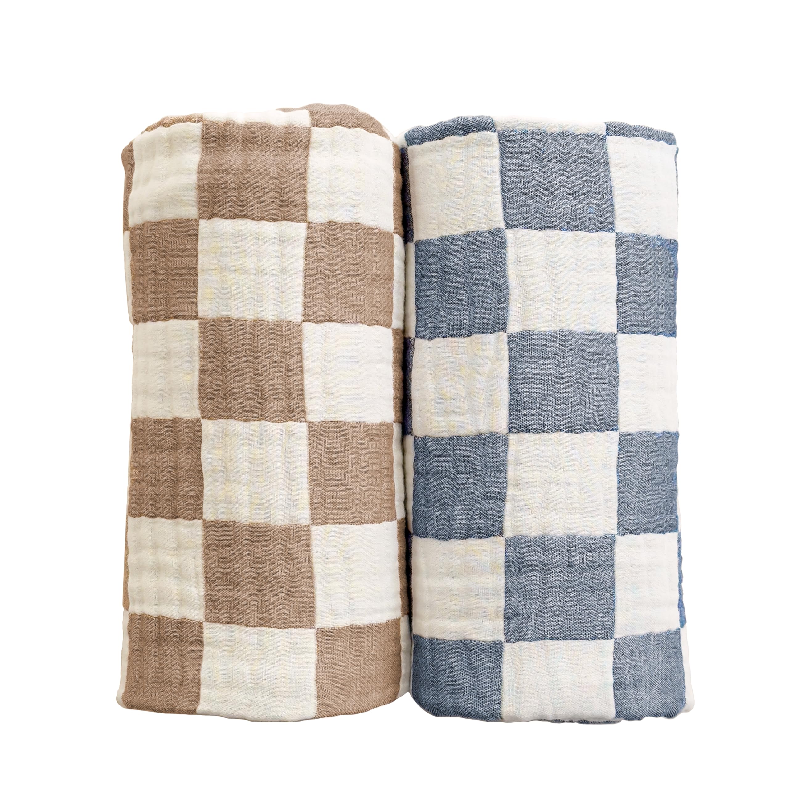 Checkered Muslin 2-Pack (Blue & Coffee)