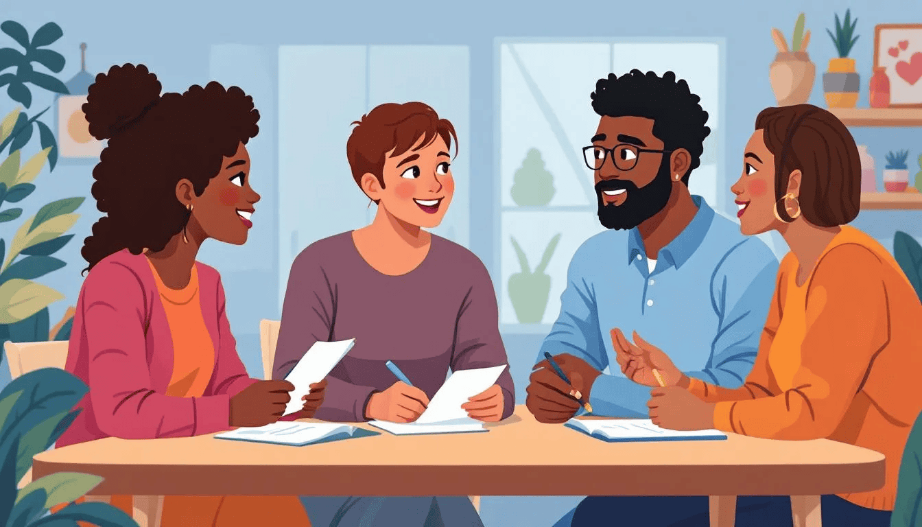 Parents discussing post-workshop strategies for lasting impact.