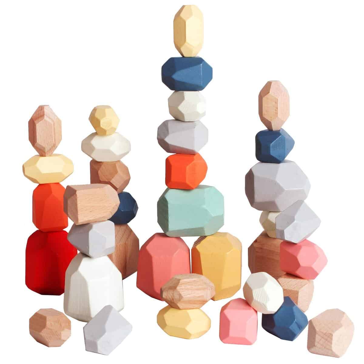 BESTAMTOY Wooden Stacking Rocks