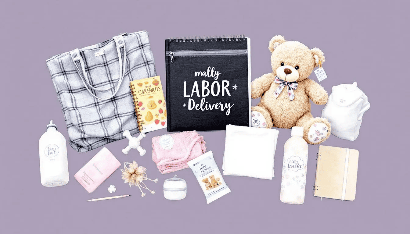 Preparing for labor and delivery with essential items.